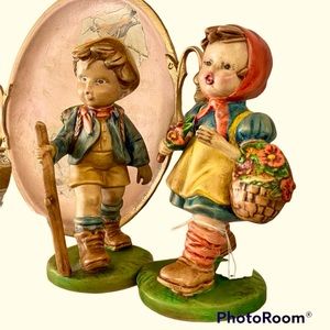 Vintage Pair of Boy and Girl Statues Collectable About 15 inches